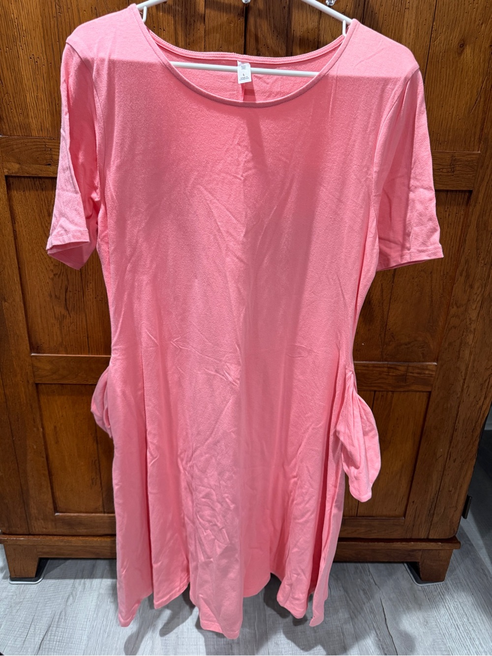 New Women's Pink Short-Sleeve Swing Top Dress